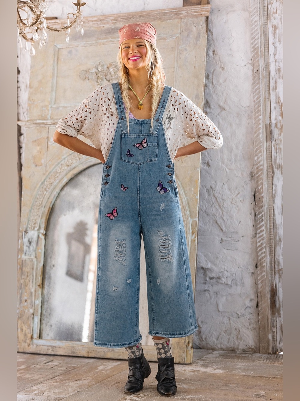 🤩👖NWT Distressed Denim Soft Wash Overalls 😍Small Oversized Baggy Fit! 👌🏼💜🩷🤍🦋